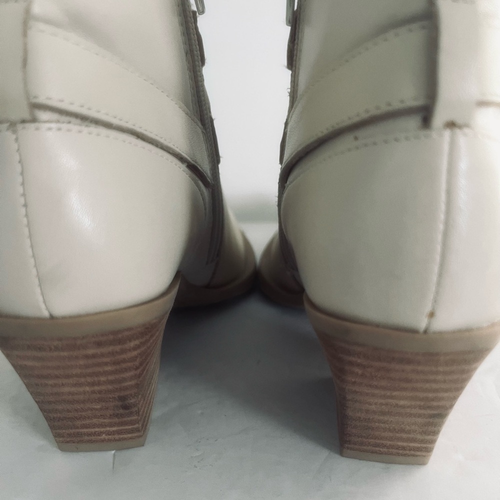 Dolce Vita Leather Cowgirl Ankle Boots Buckle Detail Stacked Heel Size 6.5 NEW - Picture 8 of 9